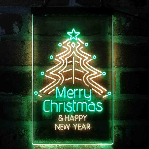 ADVPRO Merry Christmas & Happy New Year  Dual Color LED Neon Sign st6-i4119 - Green & Yellow