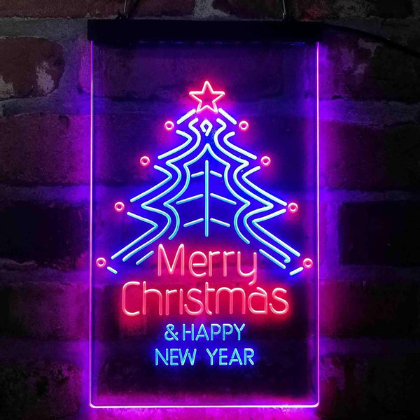 ADVPRO Merry Christmas & Happy New Year  Dual Color LED Neon Sign st6-i4119 - Red & Blue