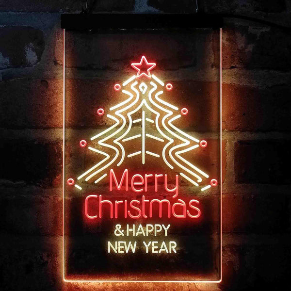 ADVPRO Merry Christmas & Happy New Year  Dual Color LED Neon Sign st6-i4119 - Red & Yellow
