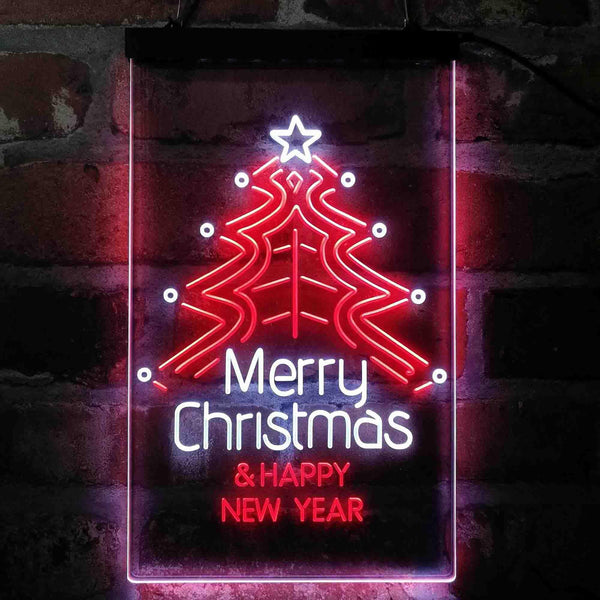 ADVPRO Merry Christmas & Happy New Year  Dual Color LED Neon Sign st6-i4119 - White & Red