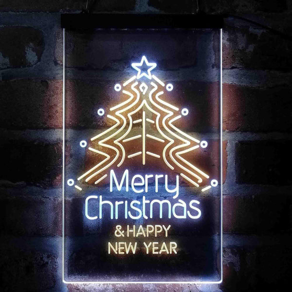 ADVPRO Merry Christmas & Happy New Year  Dual Color LED Neon Sign st6-i4119 - White & Yellow