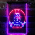 ADVPRO Merry Christmas Snowman  Dual Color LED Neon Sign st6-i4121 - Blue & Red
