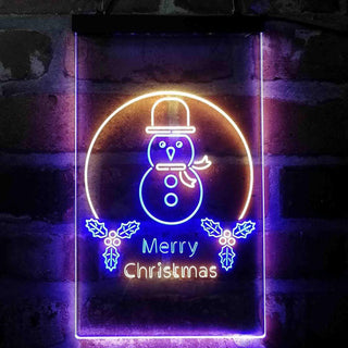 ADVPRO Merry Christmas Snowman  Dual Color LED Neon Sign st6-i4121 - Blue & Yellow