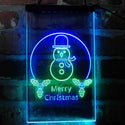 ADVPRO Merry Christmas Snowman  Dual Color LED Neon Sign st6-i4121 - Green & Blue