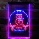 ADVPRO Merry Christmas Snowman  Dual Color LED Neon Sign st6-i4121 - Red & Blue