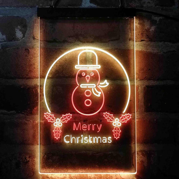ADVPRO Merry Christmas Snowman  Dual Color LED Neon Sign st6-i4121 - Red & Yellow