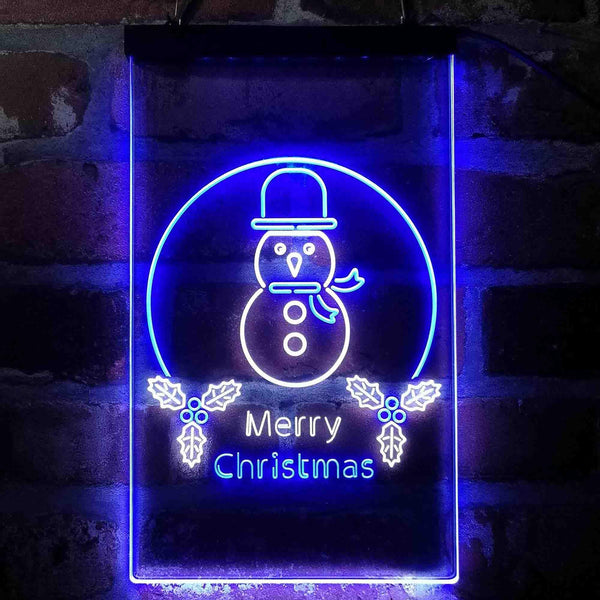 ADVPRO Merry Christmas Snowman  Dual Color LED Neon Sign st6-i4121 - White & Blue