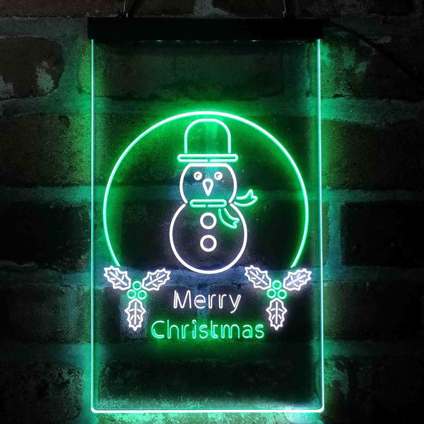 ADVPRO Merry Christmas Snowman  Dual Color LED Neon Sign st6-i4121 - White & Green
