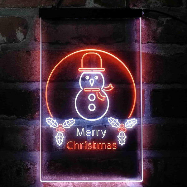 ADVPRO Merry Christmas Snowman  Dual Color LED Neon Sign st6-i4121 - White & Orange