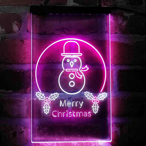 ADVPRO Merry Christmas Snowman  Dual Color LED Neon Sign st6-i4121 - White & Purple