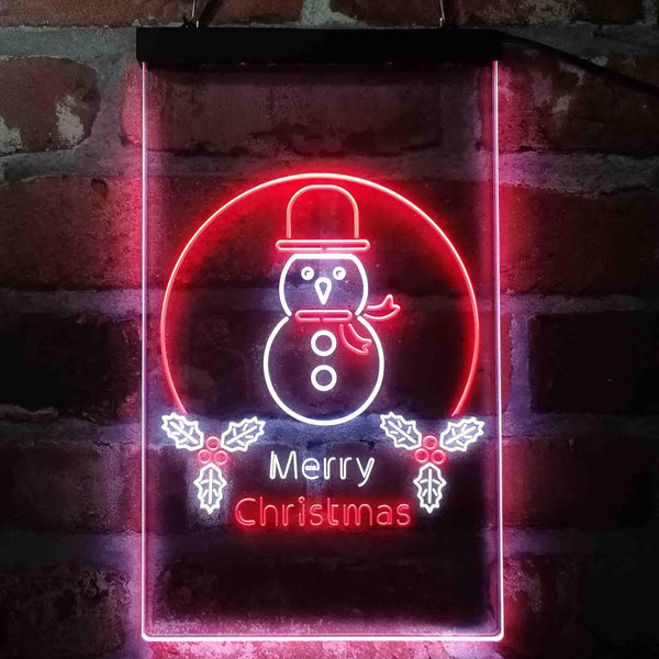 ADVPRO Merry Christmas Snowman  Dual Color LED Neon Sign st6-i4121 - White & Red