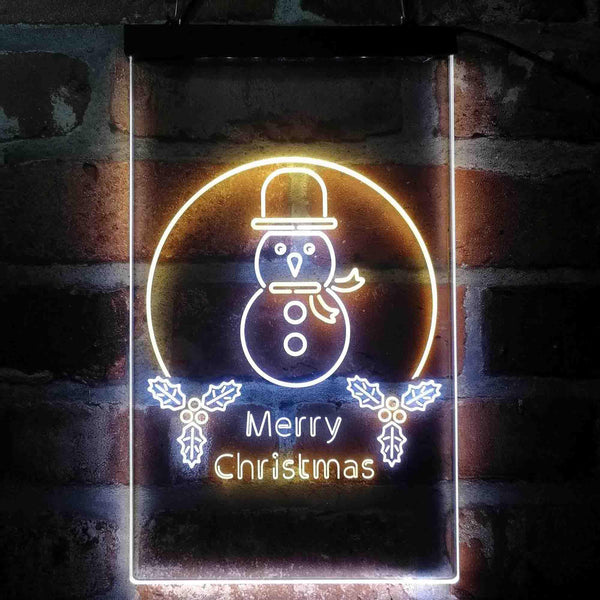 ADVPRO Merry Christmas Snowman  Dual Color LED Neon Sign st6-i4121 - White & Yellow