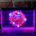 ADVPRO Merry Christmas Circle Ornament Dual Color LED Neon Sign st6-i4122 - Blue & Red