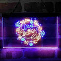 ADVPRO Merry Christmas Circle Ornament Dual Color LED Neon Sign st6-i4122 - Blue & Yellow