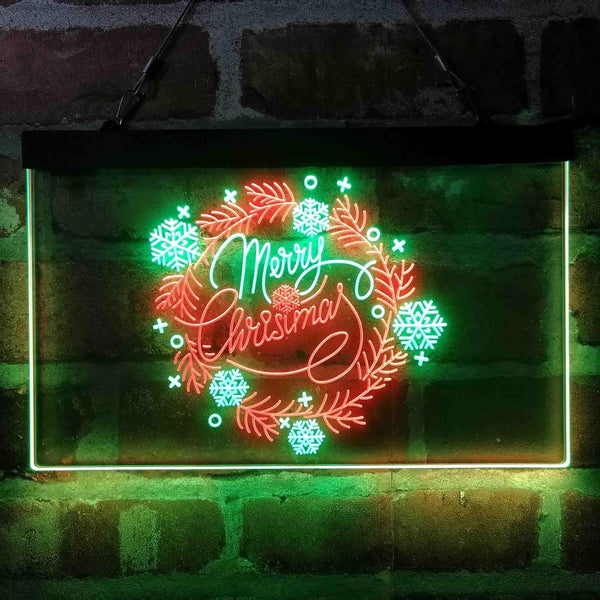 ADVPRO Merry Christmas Circle Ornament Dual Color LED Neon Sign st6-i4122 - Green & Red