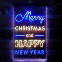 ADVPRO Merry Christmas Happy New Year Large Font  Dual Color LED Neon Sign st6-i4123 - Blue & Yellow