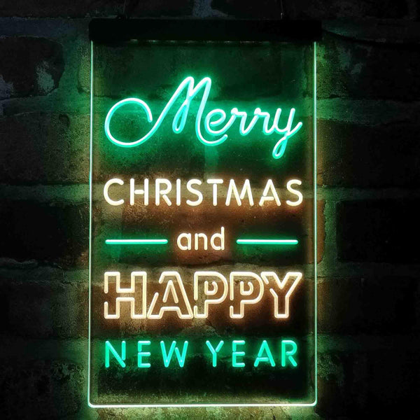 ADVPRO Merry Christmas Happy New Year Large Font  Dual Color LED Neon Sign st6-i4123 - Green & Yellow