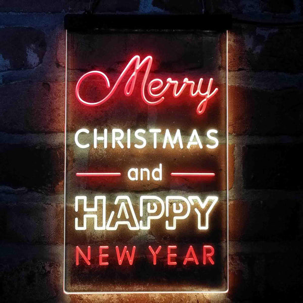 ADVPRO Merry Christmas Happy New Year Large Font  Dual Color LED Neon Sign st6-i4123 - Red & Yellow