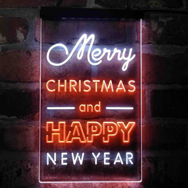 ADVPRO Merry Christmas Happy New Year Large Font  Dual Color LED Neon Sign st6-i4123 - White & Orange