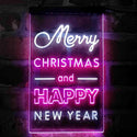 ADVPRO Merry Christmas Happy New Year Large Font  Dual Color LED Neon Sign st6-i4123 - White & Purple