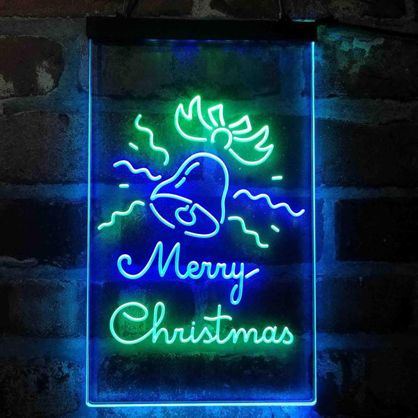 ADVPRO Merry Christmas Jingle Bells  Dual Color LED Neon Sign st6-i4124 - Green & Blue