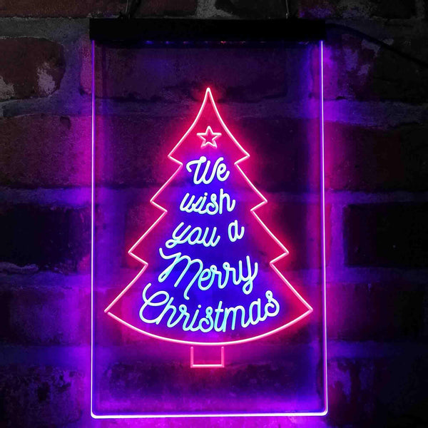 ADVPRO We Wish You are Merry Christmas Tree  Dual Color LED Neon Sign st6-i4125 - Blue & Red