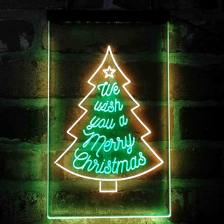 ADVPRO We Wish You are Merry Christmas Tree  Dual Color LED Neon Sign st6-i4125 - Green & Yellow