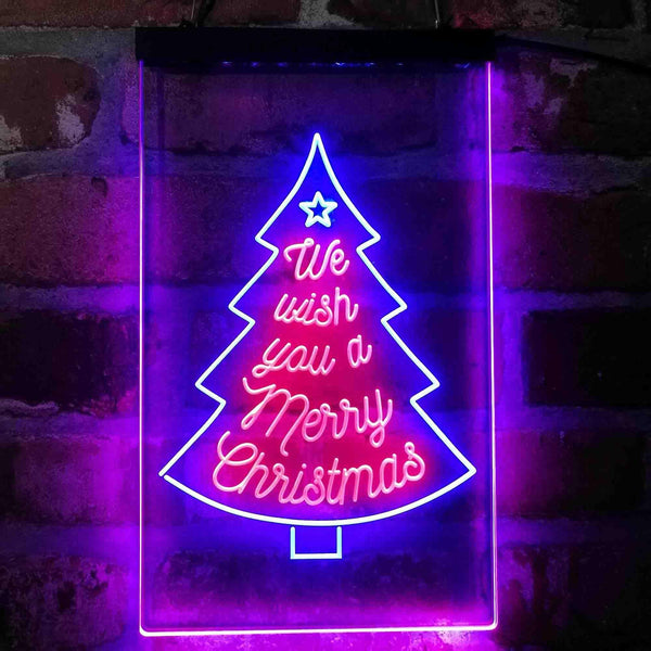 ADVPRO We Wish You are Merry Christmas Tree  Dual Color LED Neon Sign st6-i4125 - Red & Blue