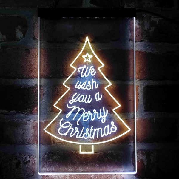 ADVPRO We Wish You are Merry Christmas Tree  Dual Color LED Neon Sign st6-i4125 - White & Yellow