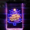 ADVPRO Merry Christmas Tree Happy New Year Star  Dual Color LED Neon Sign st6-i4126 - Blue & Yellow