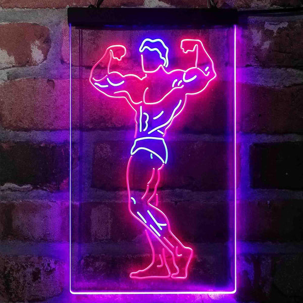 ADVPRO Fitness Club Gym Room Home Keep Fit Man  Dual Color LED Neon Sign st6-i4129 - Blue & Red