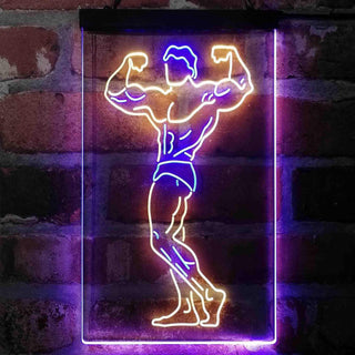 ADVPRO Fitness Club Gym Room Home Keep Fit Man  Dual Color LED Neon Sign st6-i4129 - Blue & Yellow