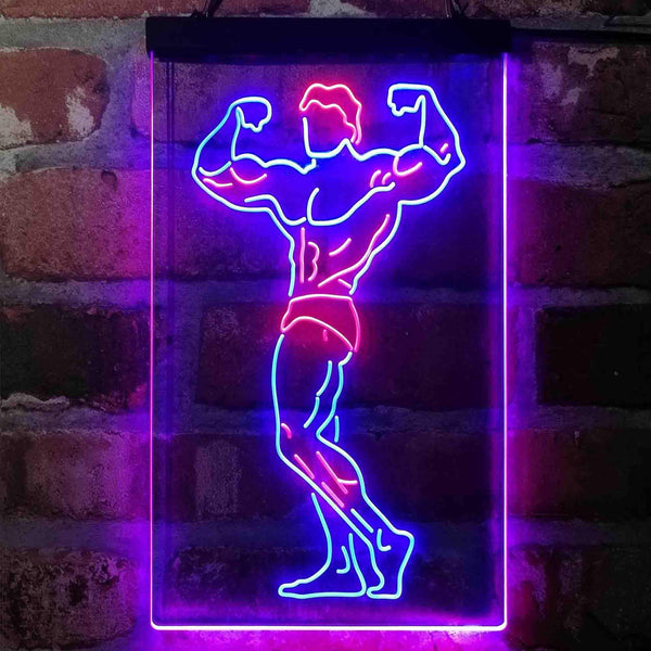 ADVPRO Fitness Club Gym Room Home Keep Fit Man  Dual Color LED Neon Sign st6-i4129 - Red & Blue