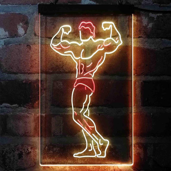 ADVPRO Fitness Club Gym Room Home Keep Fit Man  Dual Color LED Neon Sign st6-i4129 - Red & Yellow