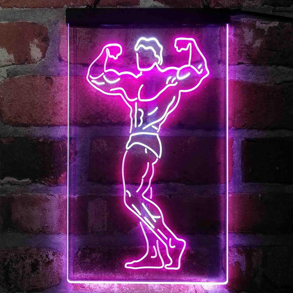 ADVPRO Fitness Club Gym Room Home Keep Fit Man  Dual Color LED Neon Sign st6-i4129 - White & Purple