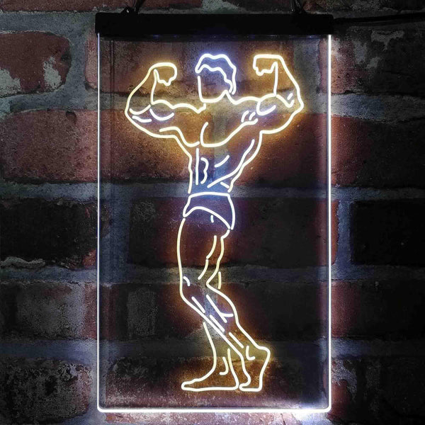ADVPRO Fitness Club Gym Room Home Keep Fit Man  Dual Color LED Neon Sign st6-i4129 - White & Yellow