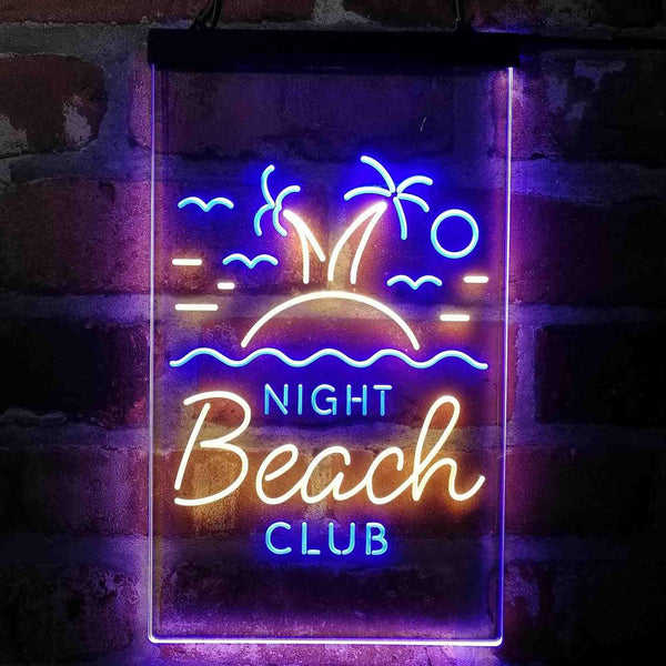 ADVPRO Night Beach Club Palm Tree Island  Dual Color LED Neon Sign st6-i4134 - Blue & Yellow
