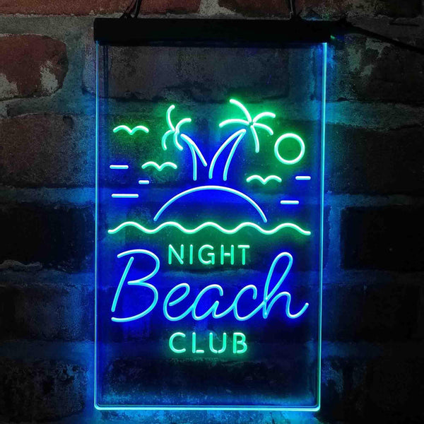 ADVPRO Night Beach Club Palm Tree Island  Dual Color LED Neon Sign st6-i4134 - Green & Blue
