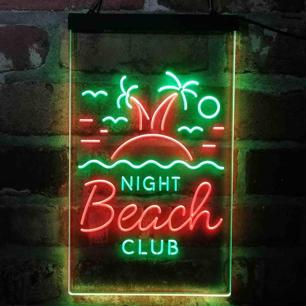 ADVPRO Night Beach Club Palm Tree Island  Dual Color LED Neon Sign st6-i4134 - Green & Red