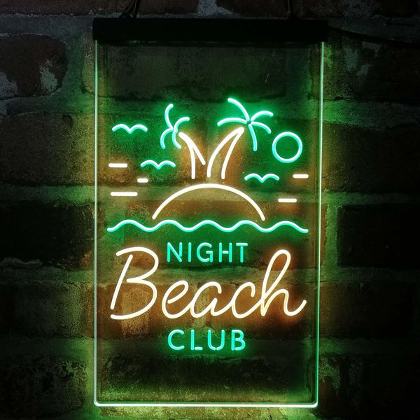 ADVPRO Night Beach Club Palm Tree Island  Dual Color LED Neon Sign st6-i4134 - Green & Yellow