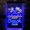 ADVPRO Night Beach Club Palm Tree Island  Dual Color LED Neon Sign st6-i4134 - White & Blue