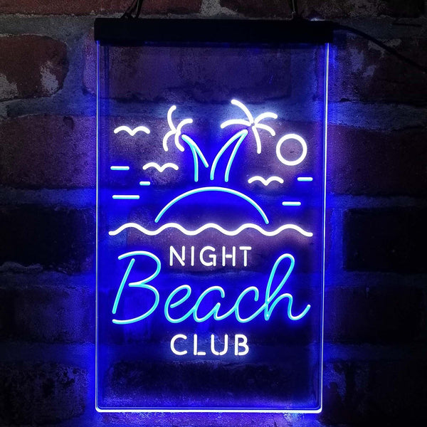 ADVPRO Night Beach Club Palm Tree Island  Dual Color LED Neon Sign st6-i4134 - White & Blue