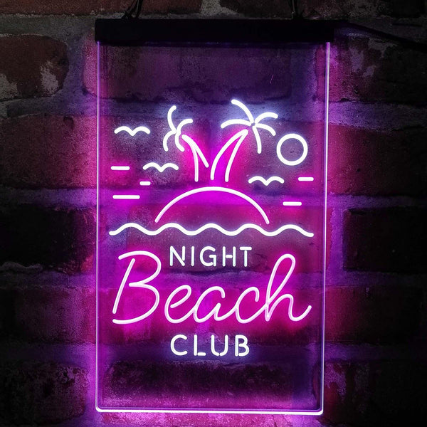 ADVPRO Night Beach Club Palm Tree Island  Dual Color LED Neon Sign st6-i4134 - White & Purple