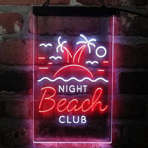 ADVPRO Night Beach Club Palm Tree Island  Dual Color LED Neon Sign st6-i4134 - White & Red