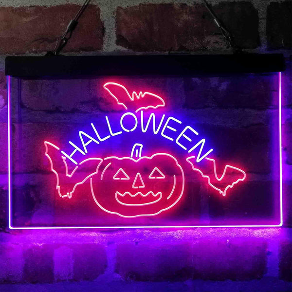 ADVPRO Halloween Bat Pumpkin Display Dual Color LED Neon Sign st6-i4138 - Blue & Red