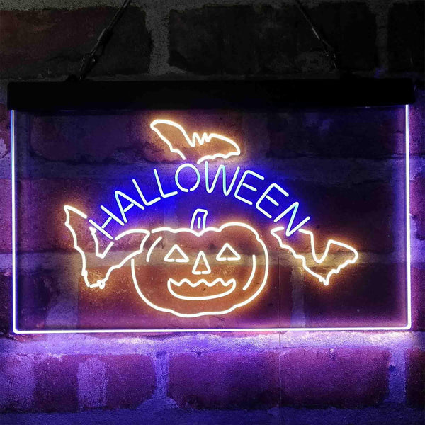 ADVPRO Halloween Bat Pumpkin Display Dual Color LED Neon Sign st6-i4138 - Blue & Yellow