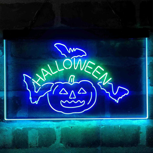 ADVPRO Halloween Bat Pumpkin Display Dual Color LED Neon Sign st6-i4138 - Green & Blue