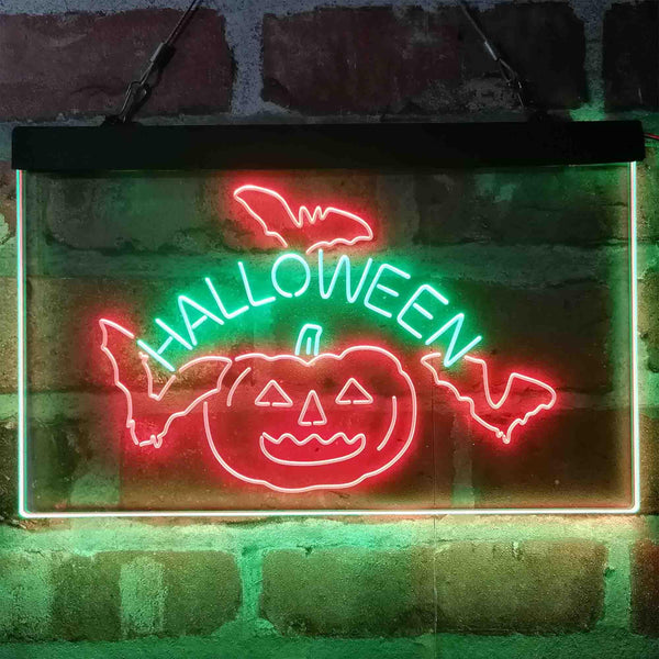 ADVPRO Halloween Bat Pumpkin Display Dual Color LED Neon Sign st6-i4138 - Green & Red