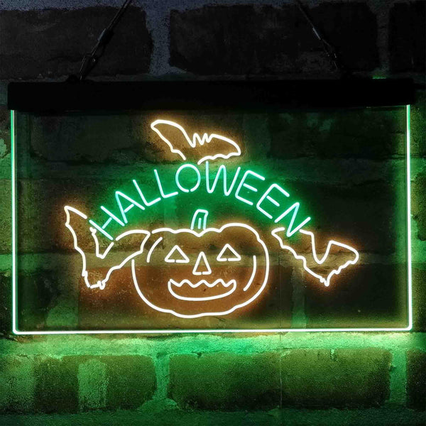 ADVPRO Halloween Bat Pumpkin Display Dual Color LED Neon Sign st6-i4138 - Green & Yellow