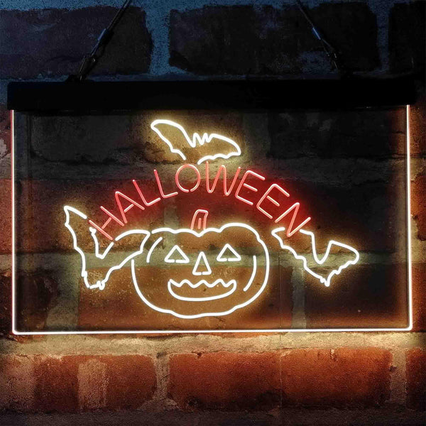 ADVPRO Halloween Bat Pumpkin Display Dual Color LED Neon Sign st6-i4138 - Red & Yellow